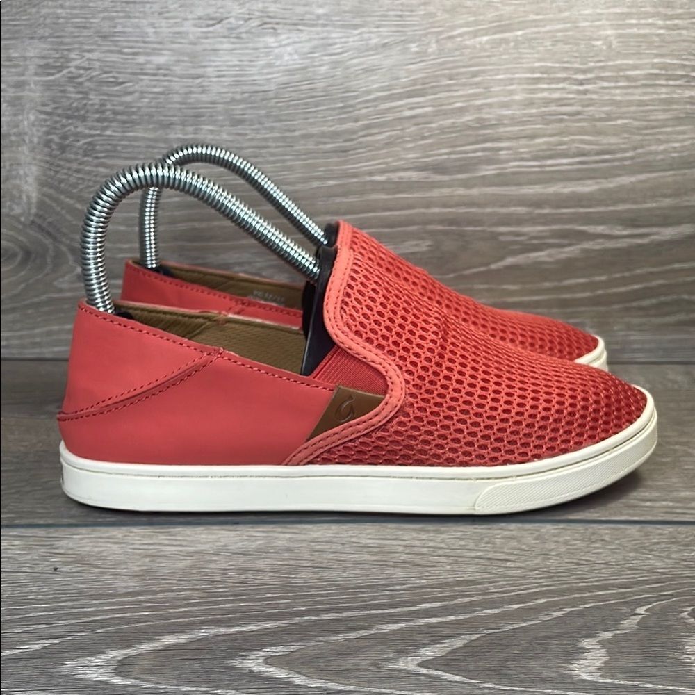 Olukai Pehuea Slip On Coral Women’s Sz 6.5 Mesh Collapsible Heel Sneakers